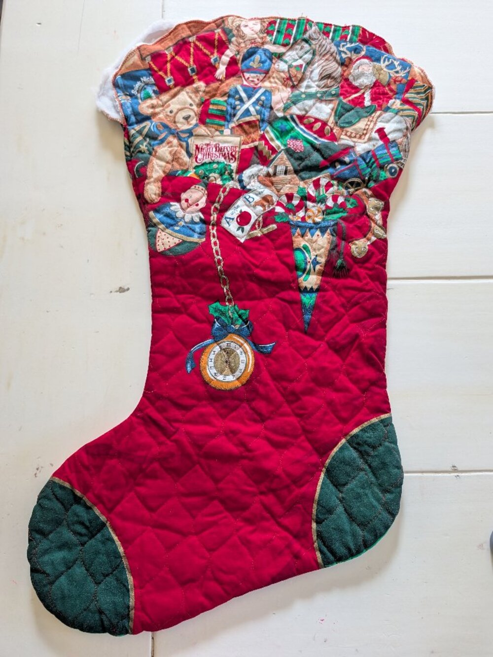 VTG Cranston Handcrafted Jumbo Christmas Stocking Night Before Christmas 17x30